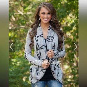 Aztec open cardigan small pink lily boutique